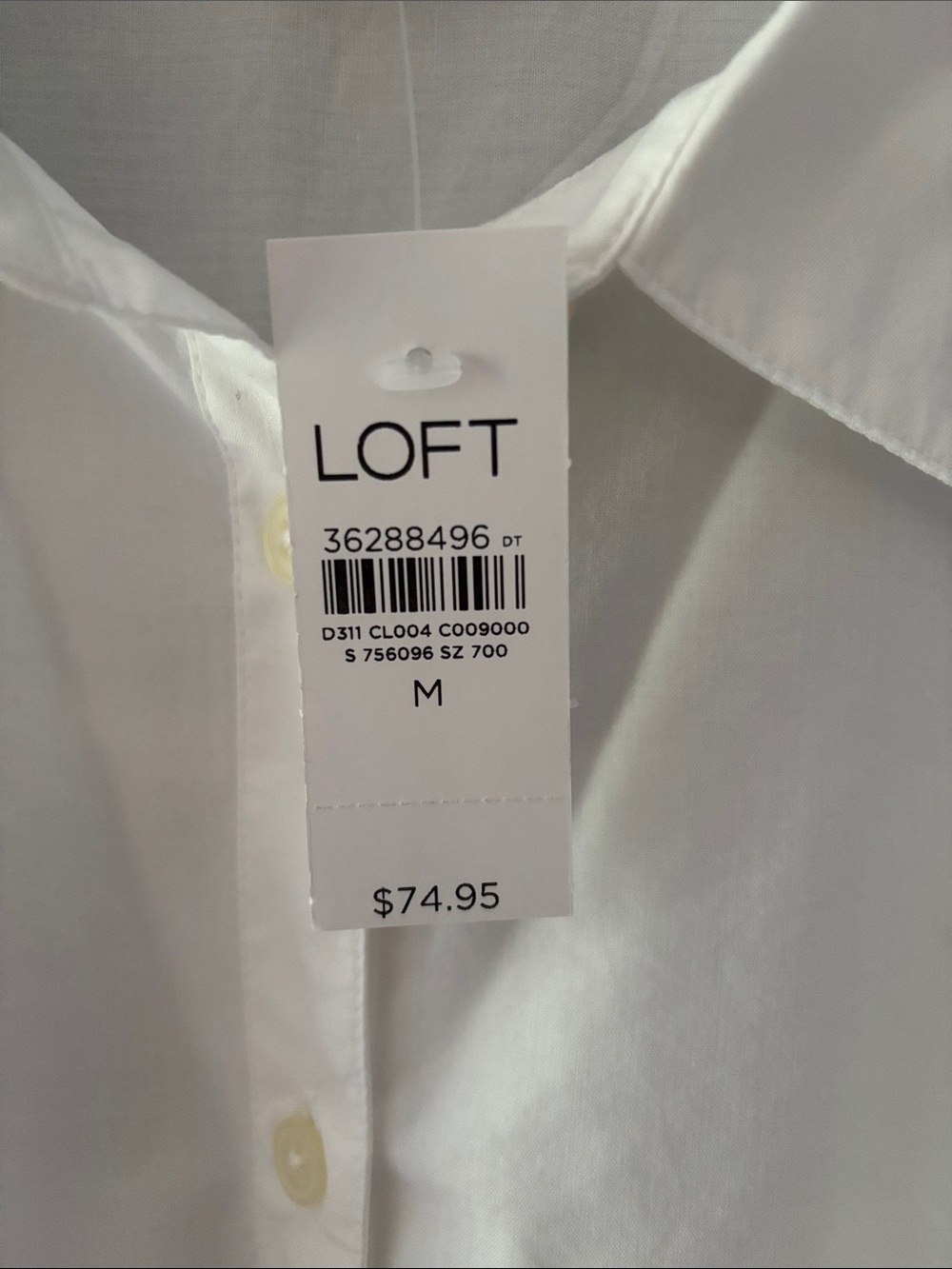 LOFT White Button-Down Shirt with Eyelet Detail - Medium NWT - Picture 3 of 6